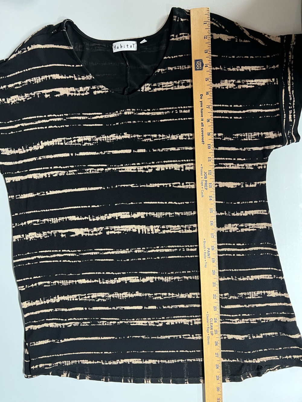 Habitat Black Striped Tunic Top Short Sleeves Womens Large - Picture 6 of 7